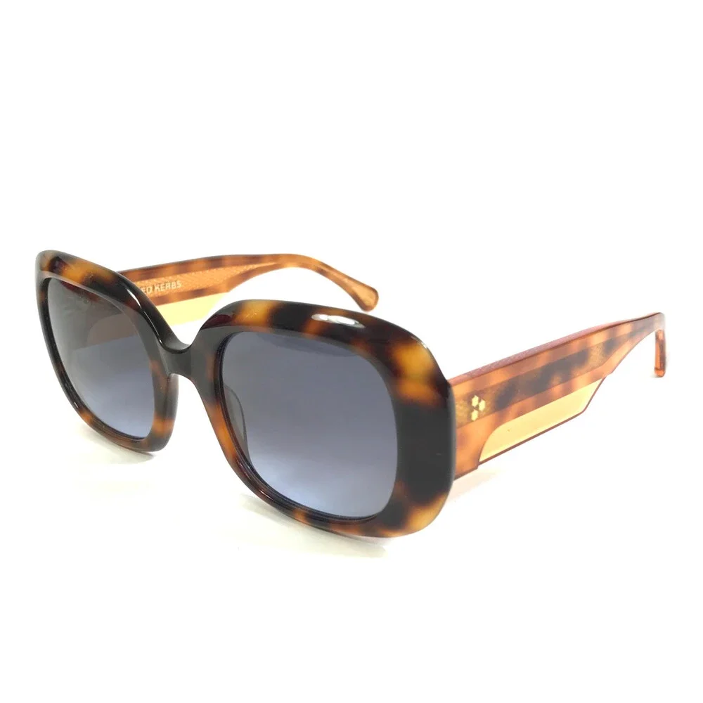 Alfred Kerbs Sunglasses MARTINA HV Havana Square Frames w/ Gradient Blue Lenses